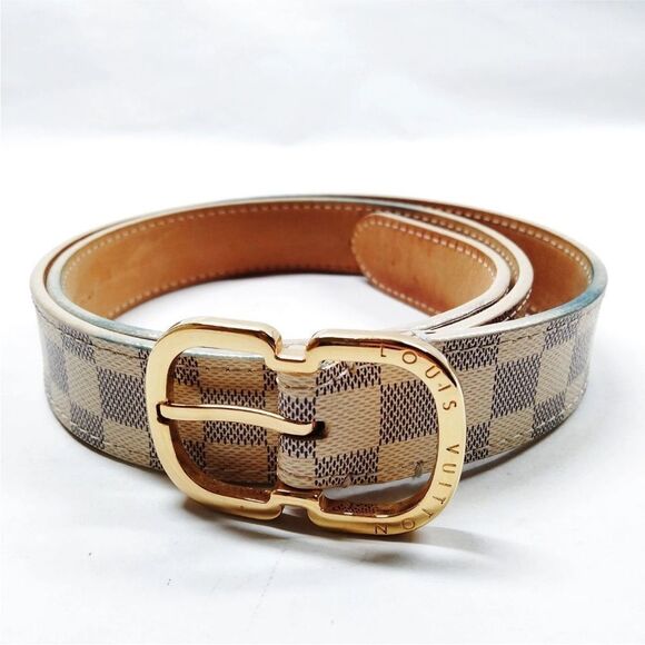 Louis Vuitton Azure Damier Canvas LV Mini Tresor Belt Size 75/30 Auth